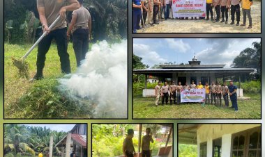 HUT Bhayangkara Ke 78, Polsek Langgam Giat Baksos Religi Membersihkan Rumah Ibadah