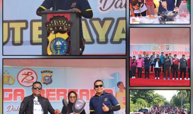 Sempena HUT Bhayangkara Ke 78, Forkopimda Pelalawan Ikut Lomba Masak Nasi Goreng Pada Acara Olahraga Bersama Polres Pelalawan