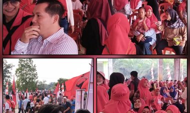 Membludak, Pendukung Paslon Zukri - Tamrin Mengantar Pendaftaran Ke Kantor KPU Pelalawan "Pelalawan Menawan"