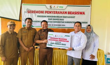 PT EMP Energi Riau berikan bantuan program beasiswa kepada mahasiswa se-kecamatan kerumutan Di Penghujung Tahun