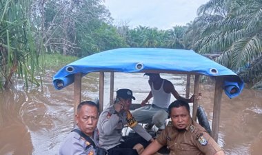 Kapolsubsektor Pelalawan Meninjau Lokasi Banjir Di Sering Barat