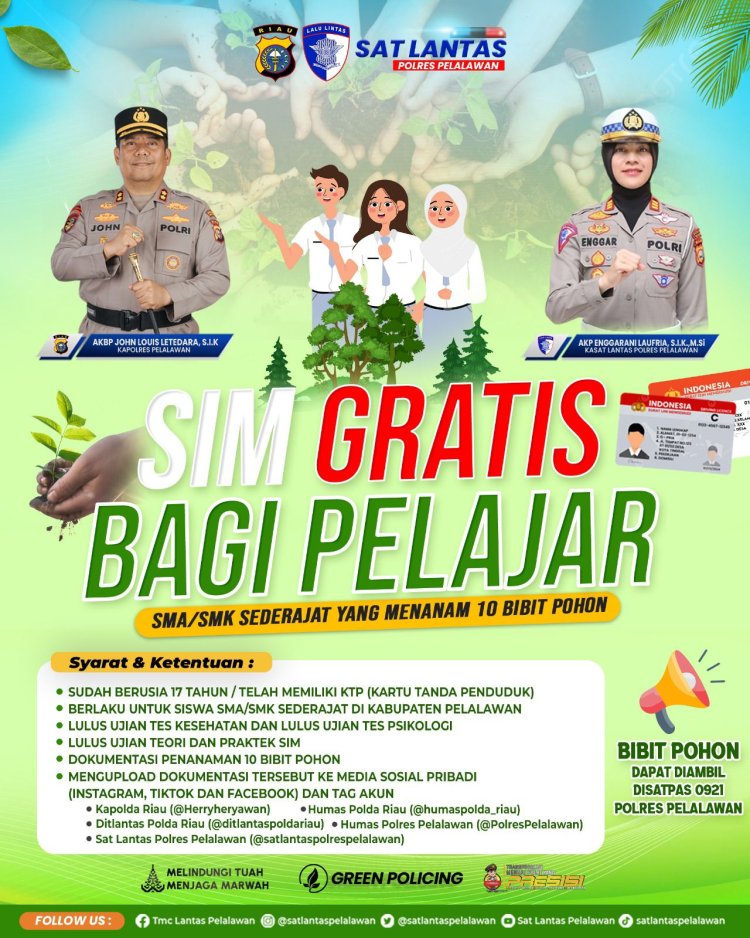 Green Policing And Go To School Polres Pelalawan Sosialisasi SIM Gratis Bagi Pelajar