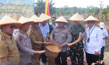 Dukung Asta Cita Prabowo, Kapolda Riau Bersama Forkopimda Pelalawan Panen Raya Jagung Pipil