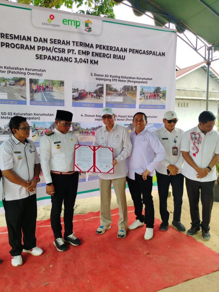 Peresmian Dan Serah Terima Pekerjaan Pengaspalan Program PPM/CSR PT EMP Energi Riau Sepanjang  3,041 KM