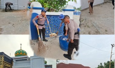 Jajaran Polres Pelalawan Bersih-Bersih, Wujudkan Lingkungan Asri