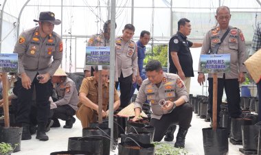 Launching Budidaya Melon Madu Strategis Polres Pelalawan Dalam Mendukung Ketahanan Pangan Nasional