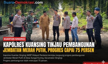 Progres Capai 75 Persen, Kapolres Kuansing Tinjau Pembangunan Strategis Jembatan Merah Putih