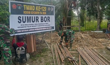 Hari Pertama Pasca Pembukaan TMMD Ke 129 Kodim 0313/KPR Giat Pembuatan Sumur Bor DI Pangkalan Terap Tercapai 20 Persen