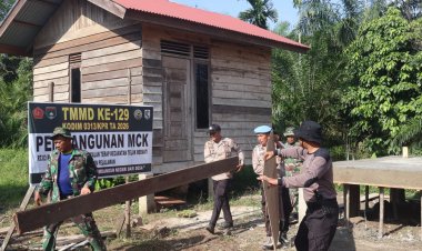 Wujudkan Lingkungan Sehat, Sinergi Tni/Polri di TMMD Ke 129 Pacu Pembangunan MCK di Desa Pangkalan Terap