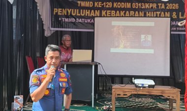 Satgas TMMD Ke-129 Kodim 0313/KPR Gelar Penyuluhan Cegah Kebakaran Sejak Dini Di Desa Pangkalan Terap