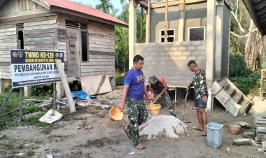 Pembangunan MCK Dusun 1 TMMD ke-129 Kodim 0313/KPR Capai Progres 87%, Masuki Tahan Pemasangan Keramik