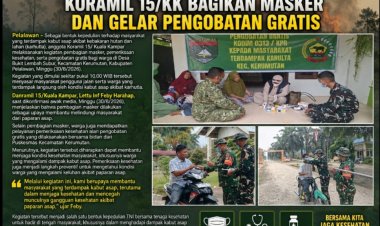 Peduli Dampak Kabut Asap Karhutla, Koramil 15/KK Bagikan Masker dan Gelar Pengobatan Gratis