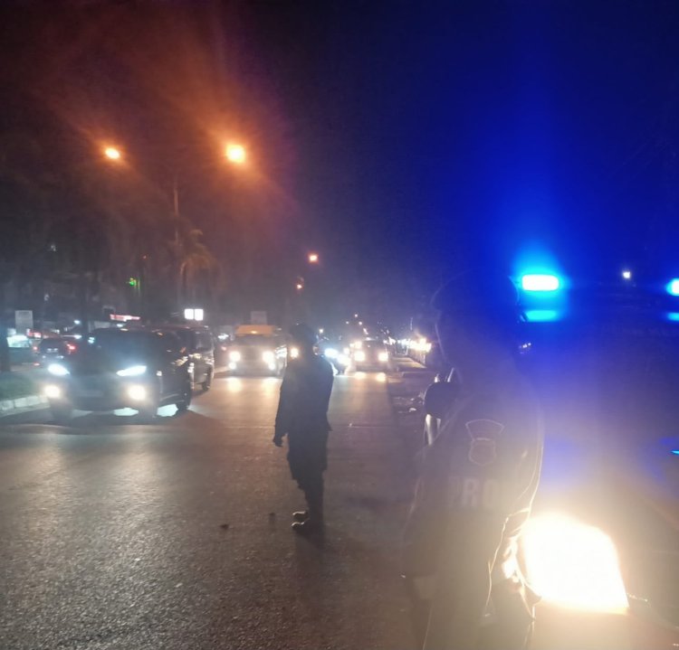 Polsek Pangkalan Kerinci Giat Patroli Blue Light Cegah Tindak Pidana dan Gangguan Kamseltibcar Lantas