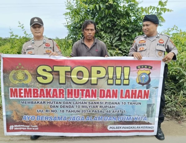 Cegah Karhutla, Polsek Pangkalan Kerinci Patroli Daerah Rawan dan Sosialisasi Karhutla