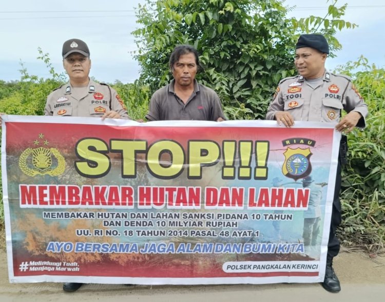 Cegah Karhutla, Polsek Pangkalan Kerinci Patroli Daerah Rawan dan Sosialisasi Karhutla